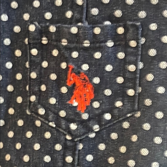 U.S. Polo Assn. Navy Polka Dot Kids Button Down Shirt - Picture 5 of 7